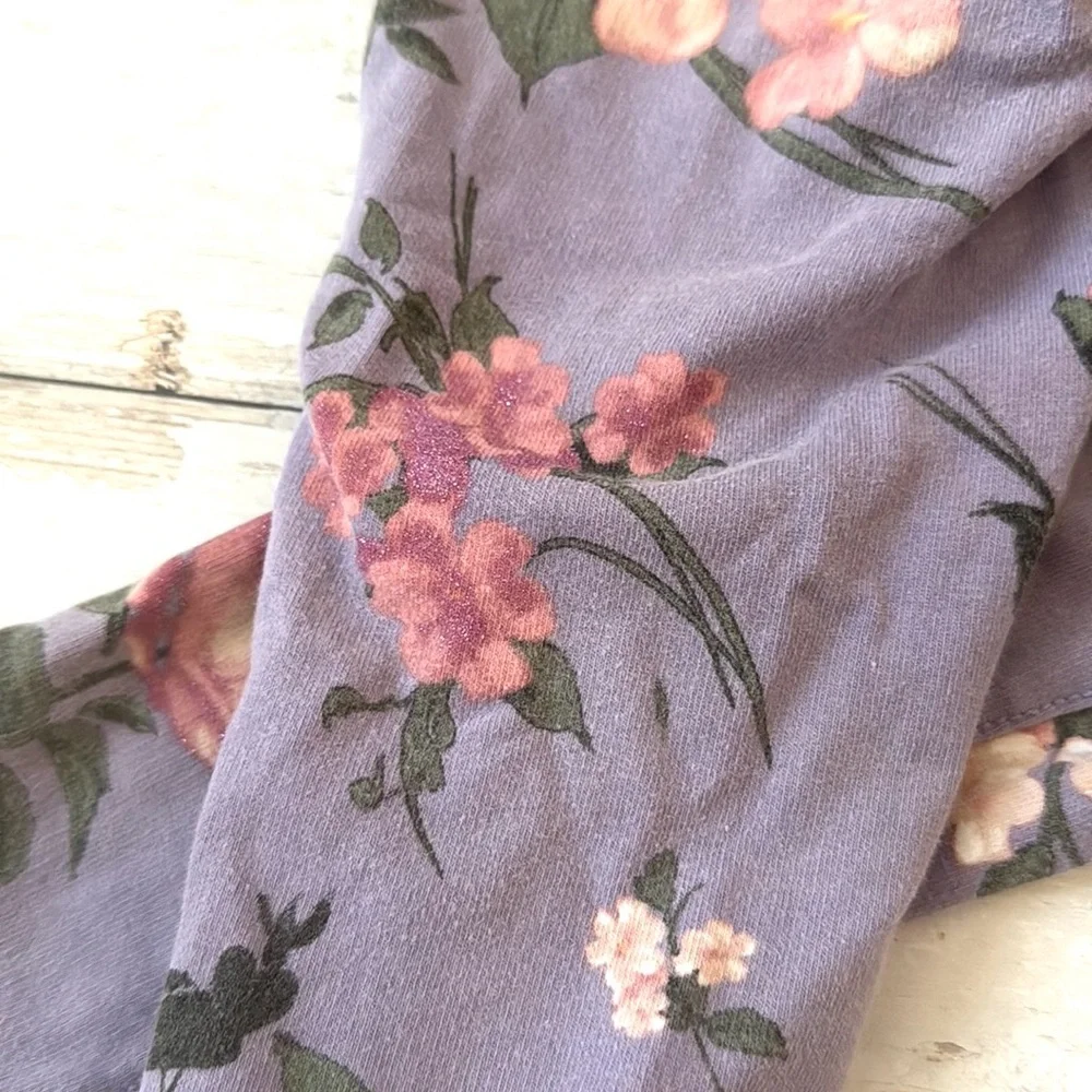 Children’s Place 4T Girls Purple Floral Print Pastel Pants Elastic Waist Pull On